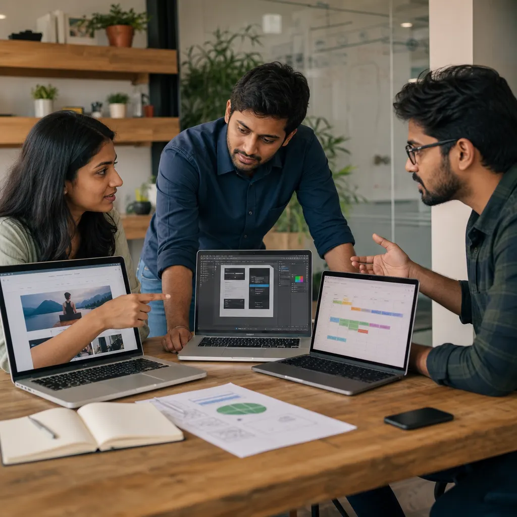Designer, developer and marketer working together
