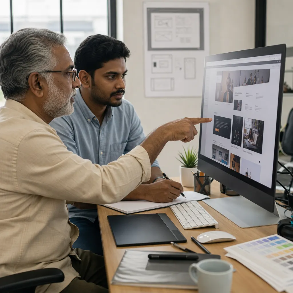 Senior mentoring a colleague on a live project