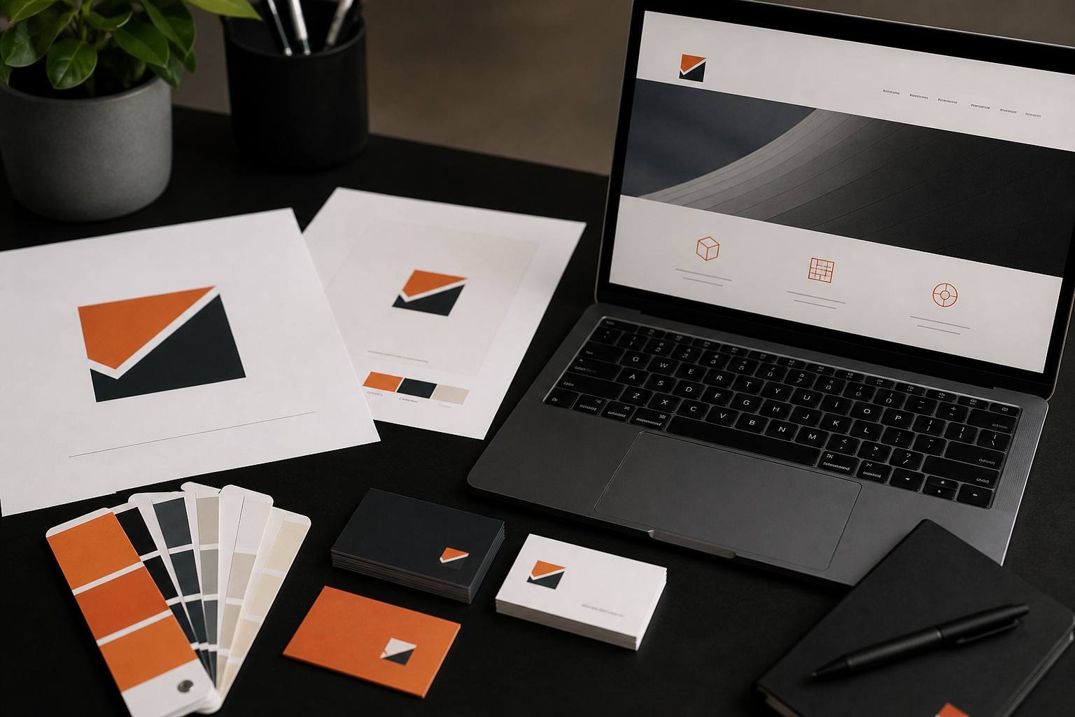 A usable identity kit: mark, colour, type, and examples the whole team can follow.